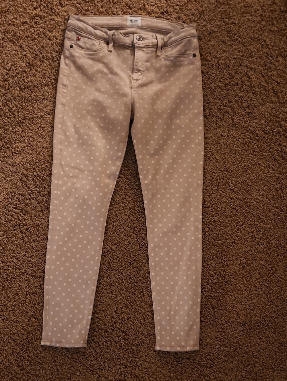 Hudson Jeans Beige Skinny Polka Dot Pants